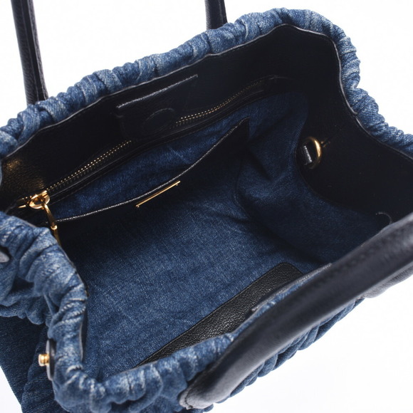 Miu Miu Matelasse Blue Black Denim Handbag - Picture 8 of 12